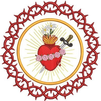 Matriz de matriz Matriz De Bordado Imaculado Coração Na Coroa De Espinhos 20 Cm