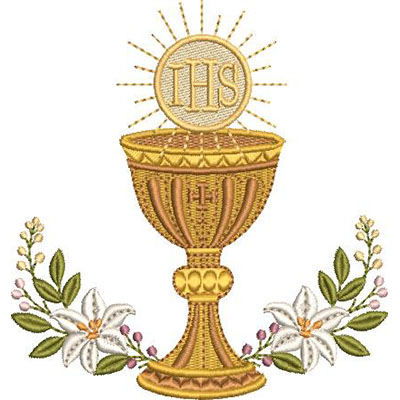 Matriz de matriz Matriz De Bordado Cálice Com Hóstia Consagrada E Lírios