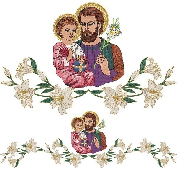 Matriz de matriz Matriz De Bordado Conjunto Para Toalha De Altar Lírios E São José 164