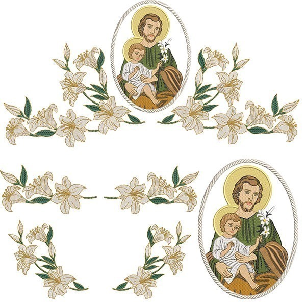 Matriz de matriz Matriz De Bordado Conjunto Para Toalha De Altar Lírios E São José 166