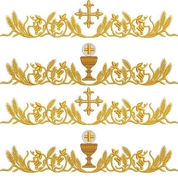 Matriz de matriz Matriz De Bordado Conjunto Para Toalha Trigos Com Cruz E Cálice