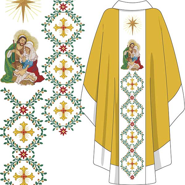 Matriz de matriz Matriz De Bordado Conjunto Para Casula E Toalha Sagrada Família 367