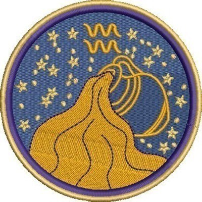 Matriz de matriz Matriz De Bordado Signo De Aquário Rippled, Cheio E Vazado