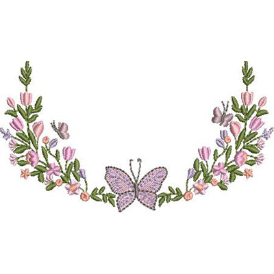 Matriz de matriz Matriz De Bordado Arranjo De Flores Com Borboletas 4