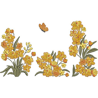 Matriz de matriz Matriz De Bordado Jardim De Orquídeas Com Borboleta 17 Cm