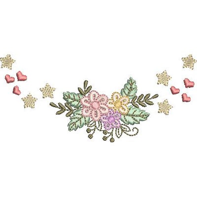 Matriz de matriz Matriz De Bordado Moldura Floral Com Corações E Estrelas