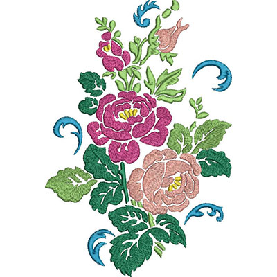 Matriz de matriz Matriz De Bordado 2 Galhos De Flores Estilizadas Simples