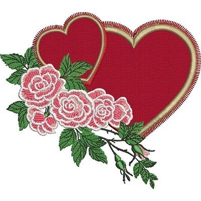 Matriz de matriz Matrizes De Bordado Corações Com Rosa Em 2 Tamanhos