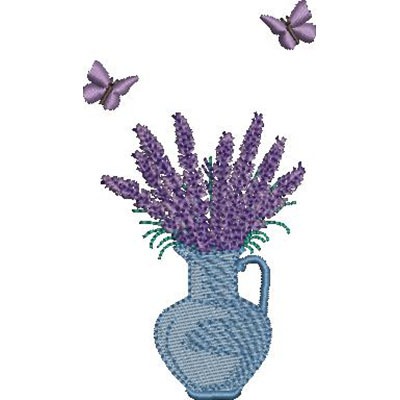 Matriz de matriz Matriz De Bordado Lavandas No Vaso Com Borboletas