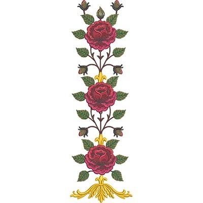 Matriz de matriz Matriz De Bordado Rosas Verticais Com Arabesco Dourado