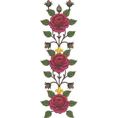 Matriz de matriz Matriz De Bordado Rosas Verticais 32 Cm
