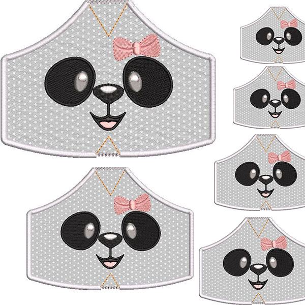 Matriz de matriz Matriz De Bordado 6 Máscaras De Proteção Do Pp Ao Gg Panda Fêmea