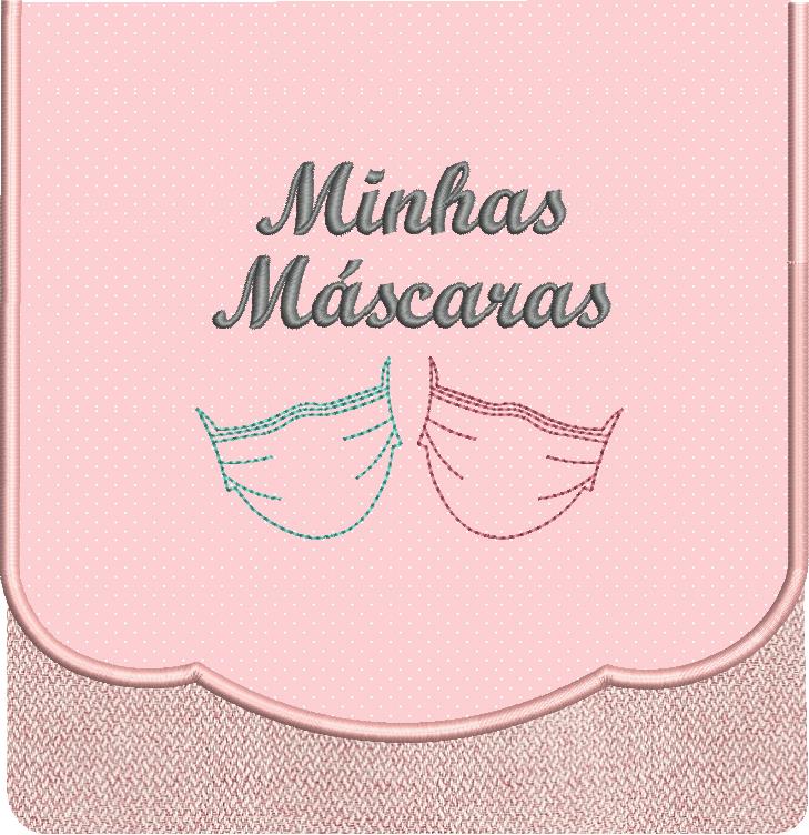 Matriz de matriz Matriz De Bordado Bolsinha Grande Minhas Máscaras 3 Idiomas