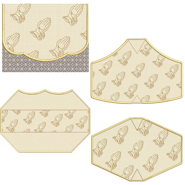Matriz de matriz Matriz De Bordado Kit Bolsinha + 4 Máscaras Mãos Orando