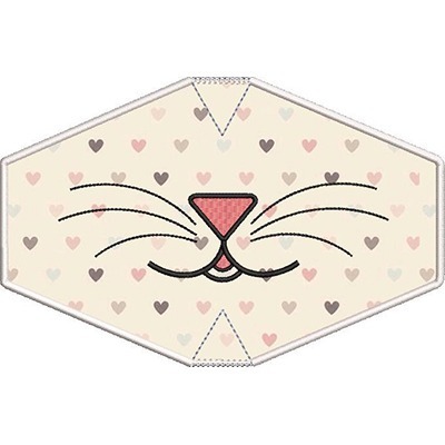 Matriz de matriz Matriz De Bordado Máscara Infantil Gatinha Com Acabamento Bordado