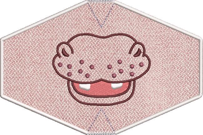 Matriz de matriz Matriz De Bordado Máscara Infantil Acabamento Bordado Símbolo Hipopótamo
