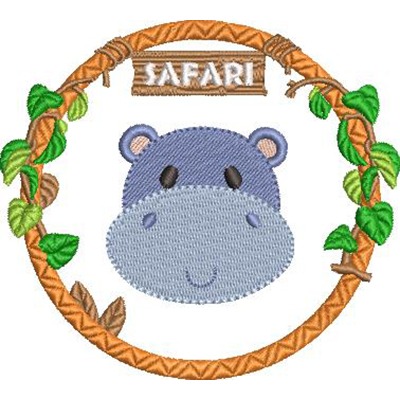 Matriz de matriz Matriz De Bordado Hipopótamo Na Moldura Safari