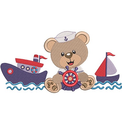 Matriz de matriz Matriz De Bordado Urso Marinheiro  Com Barcos 2