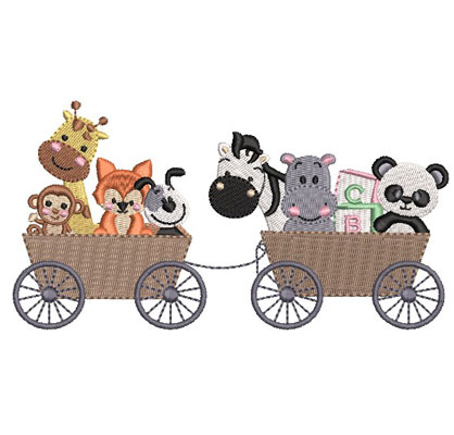 Matriz de matriz Matriz De Bordado Carrinho Com 8 Animais