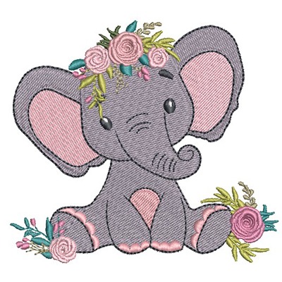 Matriz de matriz Matriz De Bordado Elefantinha Com Flores