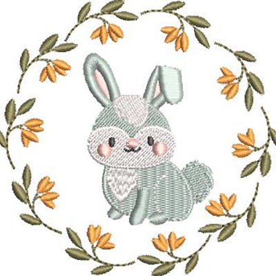 Matriz de matriz Matriz De Bordado Coelhinho Na Moldura Floral
