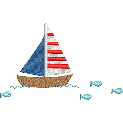 Matriz de matriz Matriz De Bordado Barco Com Peixinhos