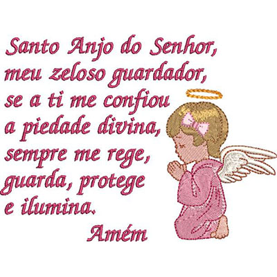 Matriz de matriz Matriz De Bordado Oraçao Santo Anjo Feminino 12x16