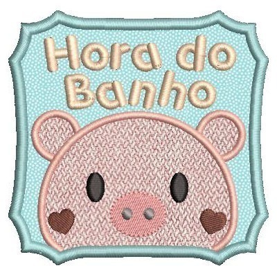 Matriz de matriz Matriz De Bordado Hora Do Banho Porquinho Aplicado 1