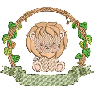 Matriz de matriz Matriz De Bordado Moldura Safari Leão Bebê 5
