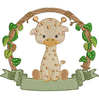 Matriz de matriz Matriz De Bordado Moldura Safari Girafa Bebê 5