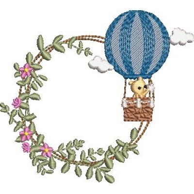 Matriz de matriz Matriz De Bordado Moldura Floral Urso No Balão