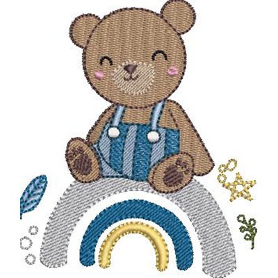 Matriz de matriz Matriz De Bordado Urso Sentado No Arco Íris