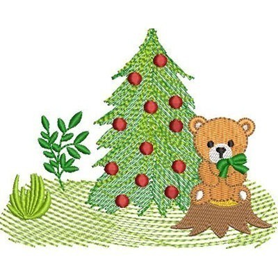 Matriz de matriz Matriz De Bordado Ursinho Na Árvore De Natal