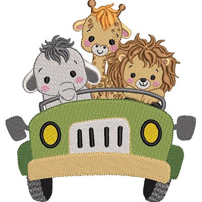 Matriz de matriz Matriz De Bordado Animais Safari No Carro 1
