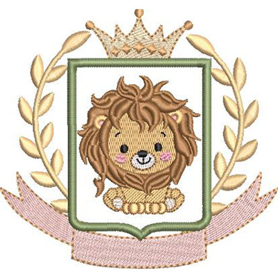 Matriz de matriz Matriz De Bordado Leão Na Moldura Para Personalizar Nome