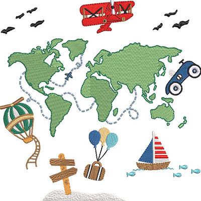 Matriz de matriz Matriz De Bordado Mapa De Viagem Do Mundo Todo