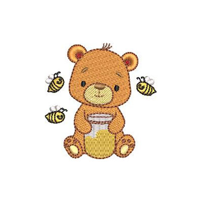 Matriz de matriz Matriz De Bordado Urso Com Pote De Mel