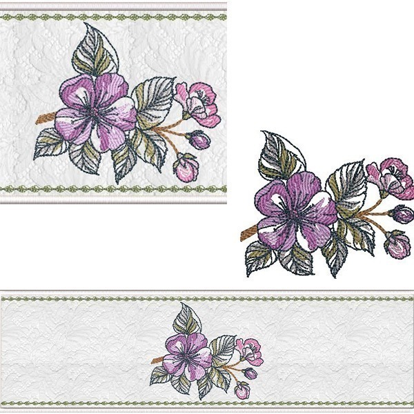 Matriz de matriz Matriz De Bordado Conjunto Para Lavabo Flores 2