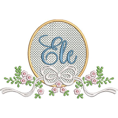 Matriz de matriz Matriz De Bordado 3 Molduras Ele Com Laço E Flores