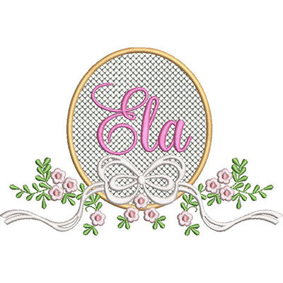 Matriz de matriz Matriz De Bordado 3 Molduras Ela Com Laço E Flores