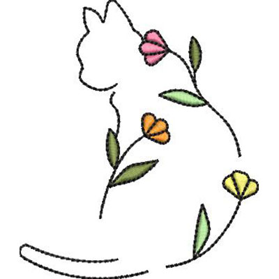 Matriz de matriz Matriz De Bordado Gatinho Com Flores 10 Cm