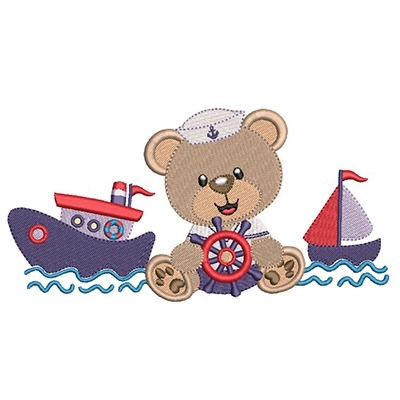 Matriz de matriz Matriz De Bordado Urso Marinheiro  Com Barcos