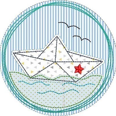 Matriz de matriz Matriz De Bordado Moldura Náutica Infantil Aplicada 4