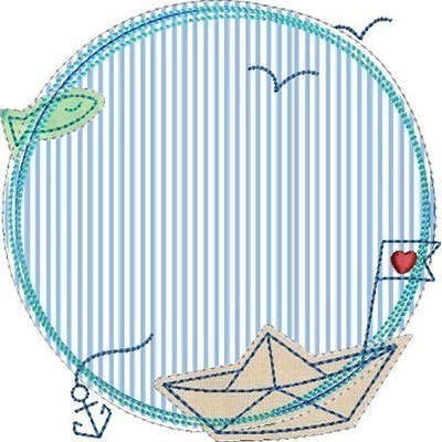 Matriz de matriz Matriz De Bordado Moldura Náutica Infantil Aplicada 7