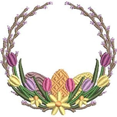 Matriz de matriz Matriz De Bordado Moldura De Tulipas Com Ovos