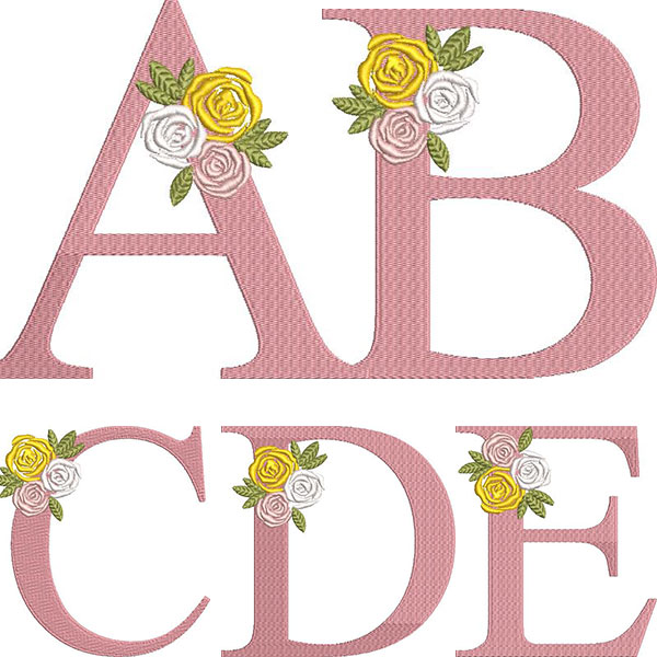Matriz de matriz Matriz De Bordado Alfabeto De Letras Grandes Com Flores