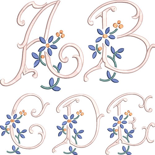 Matriz de matriz Matriz De Bordado Pacote 26 Iniciais Florais Com 16 Cm