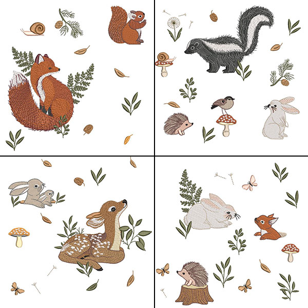 Matriz de matriz Matriz De Bordado Pacote Animais Do Bosque Para Almofada 40x40