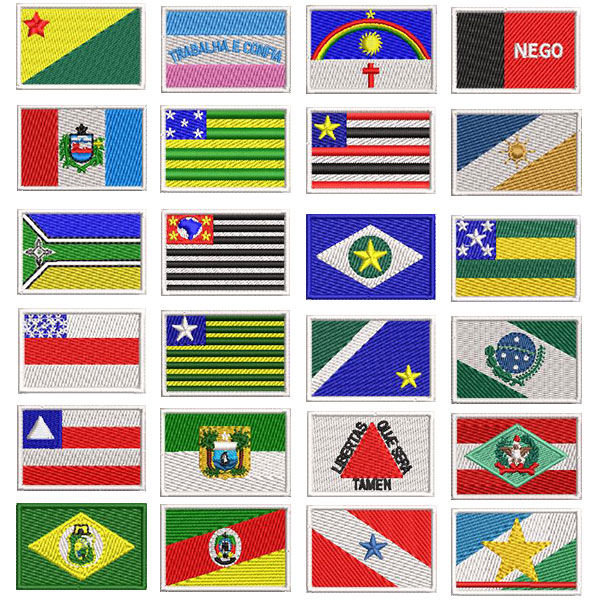 Matriz de matriz Matriz De Bordado Pacote 27 Bandeiras Dos Estados 4,5 Cm