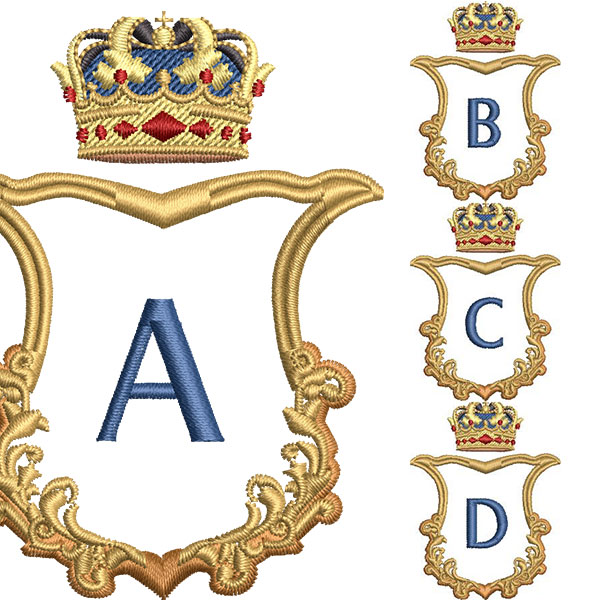 Matriz de matriz Matriz De Bordado Pacote Moldura Realeza Com Monograma